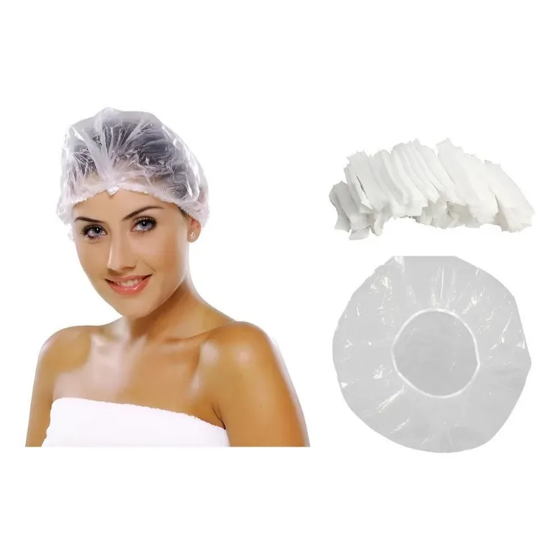 200 Toucas Plástica Descartável Para Banho Cabelo Sanfonada