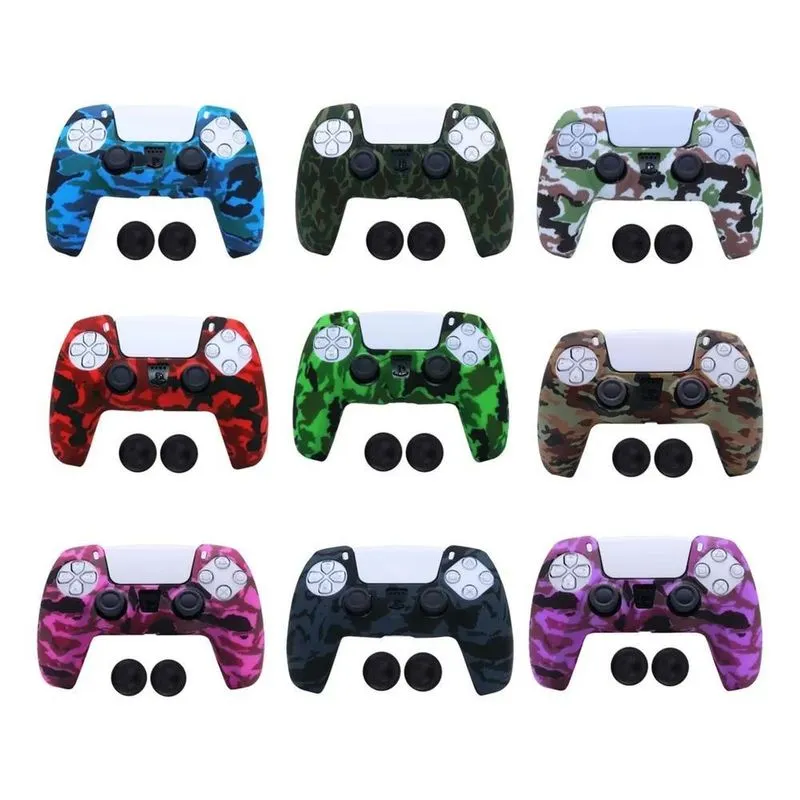 10x Capa Protetora Silicone Camuflada Para Controle Ps5 + G