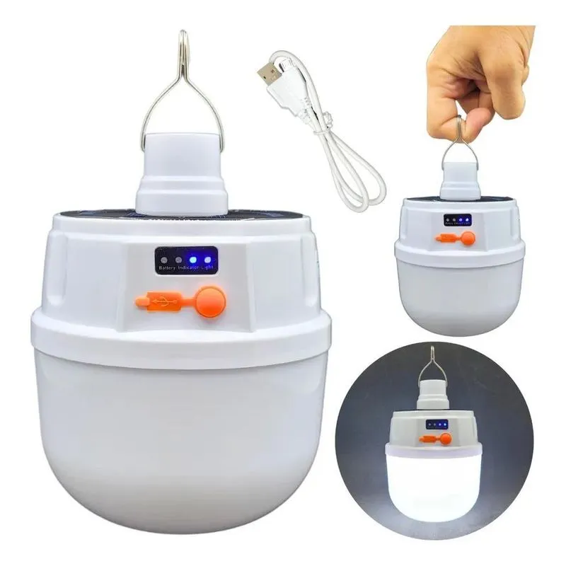 3x Lâmpada Lampião Camping Led Forte Recarregável Usb Solar