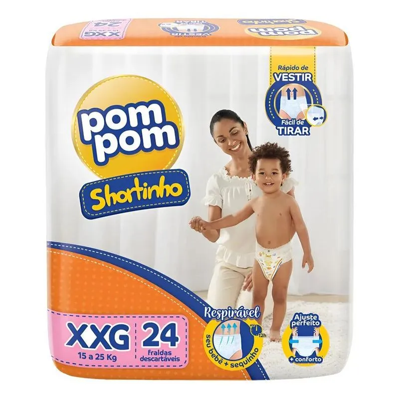 5x Fralda Pom Pom Shortinho Jumbo Xxg 24 Unidades