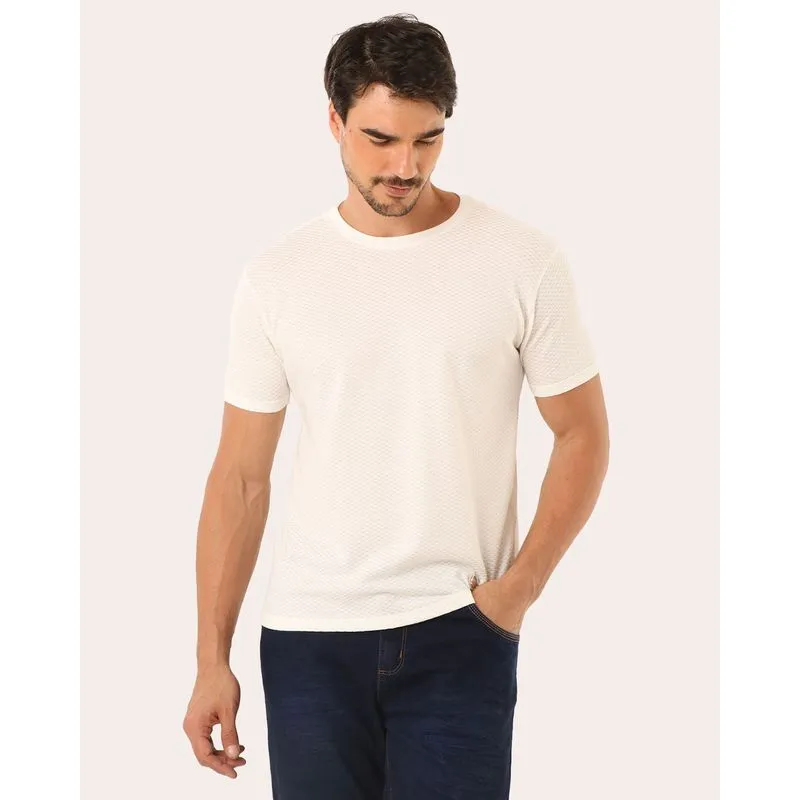 Camiseta Masculina Texturizada Manga Curta Off White P
