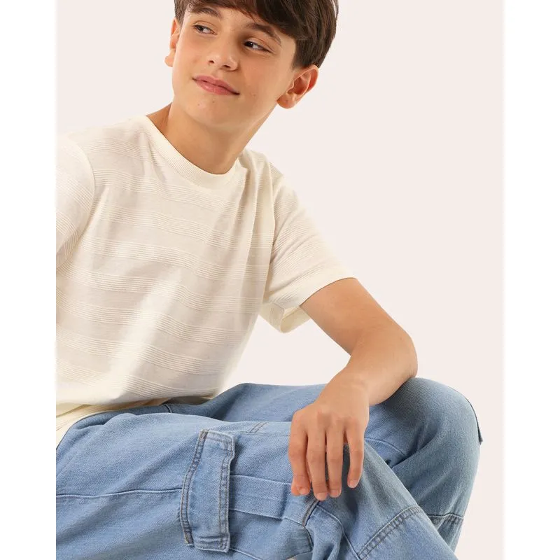 Calça Jeans Juvenil Reta Bolsos Cargo Azul Claro 6