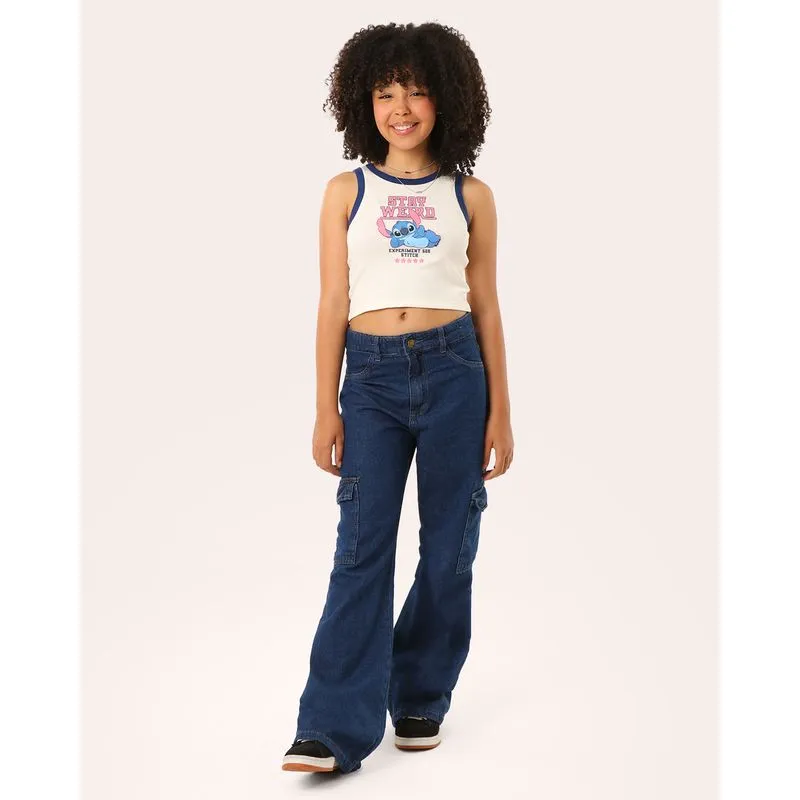 Calça Jeans Juvenil Cargo Azul Escuro 12