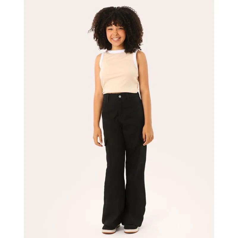 Calça Sarja Juvenil Cargo Preta 4