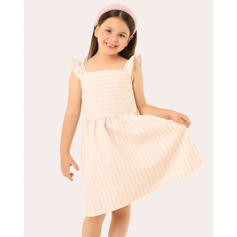 Vestido Sarja Infantil Listrado Off White 8