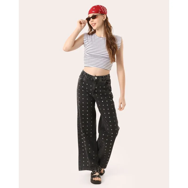 Calça Jeans Juvenil Black Reta com Aplicação Tachas Preta 16