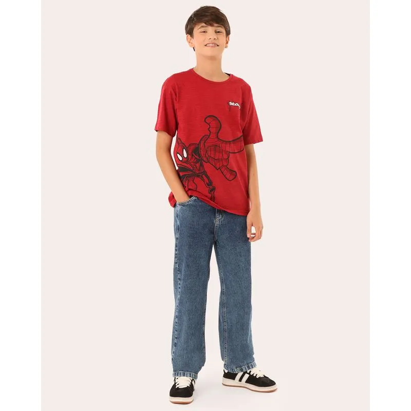 Calça Jeans Juvenil Baggy Marmorizada Azul 10
