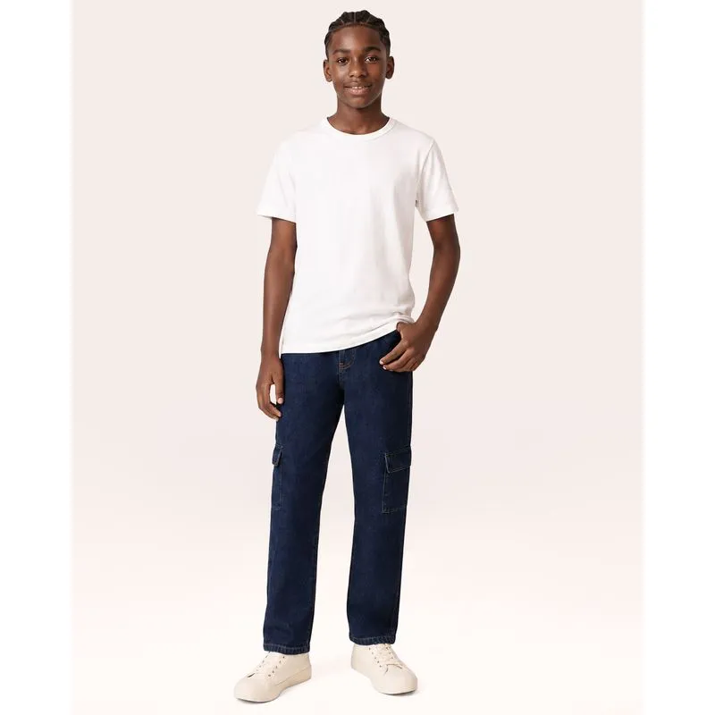 Calça Jeans Juvenil Reta Cargo Azul 10