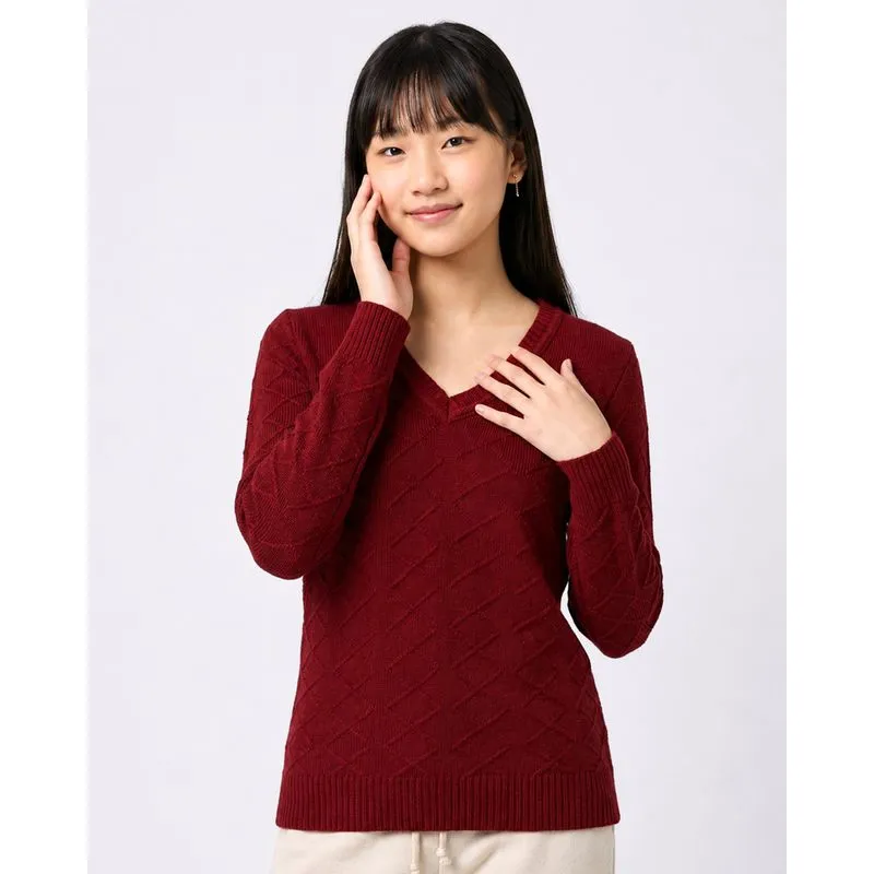 Blusa Juvenil Tricô Listrada Vinho 16