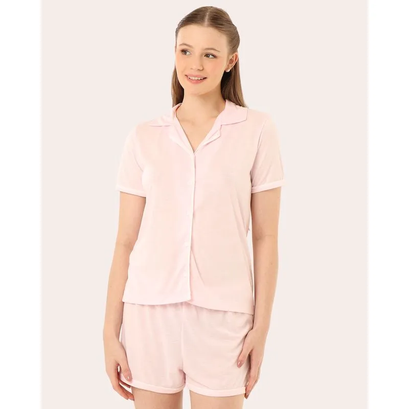Pijama Feminino Curto Americano Manga Curta Rosa GG
