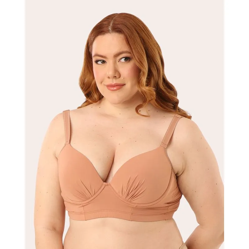 Sutiã Plus Size Feminino Com Base Detalhe Drapeado Marrom 48