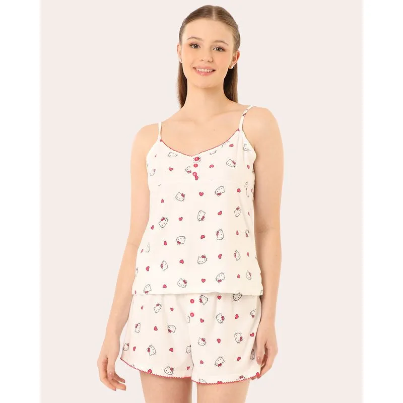 Pijama Feminino Estampa Hello Kitty Peach Branco G