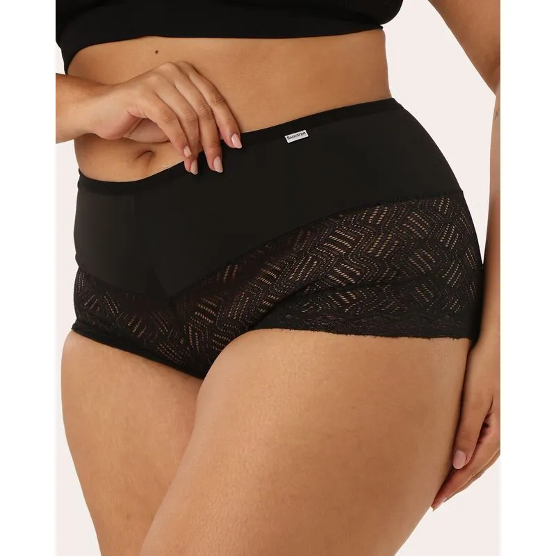 Calcinha Plus Size Feminina Caleçon Poliamida Renda Preta 54