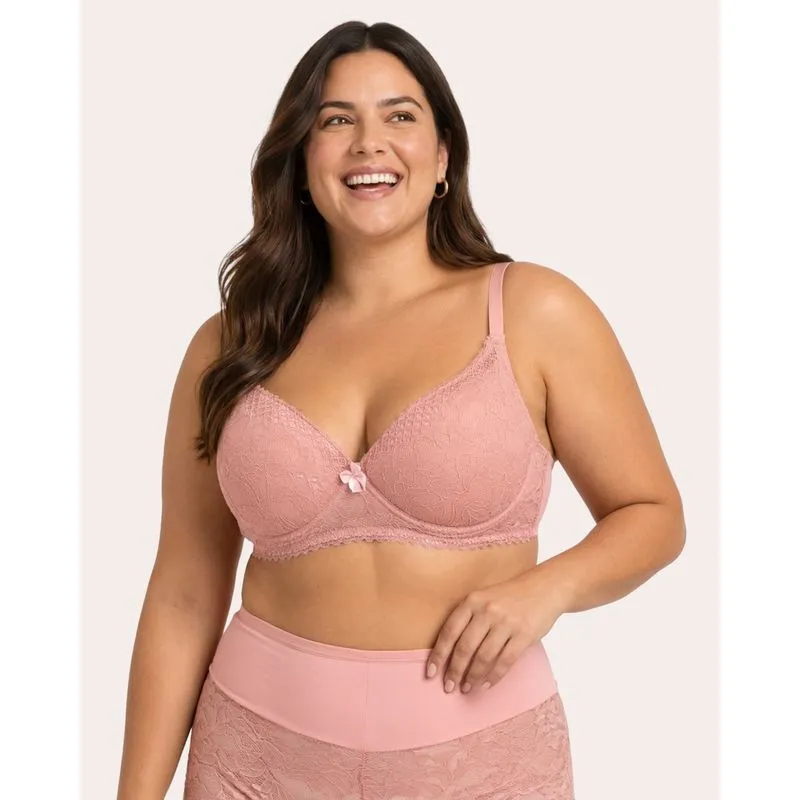 Sutiã Plus Size Feminino Com Base e Renda Rosa 48