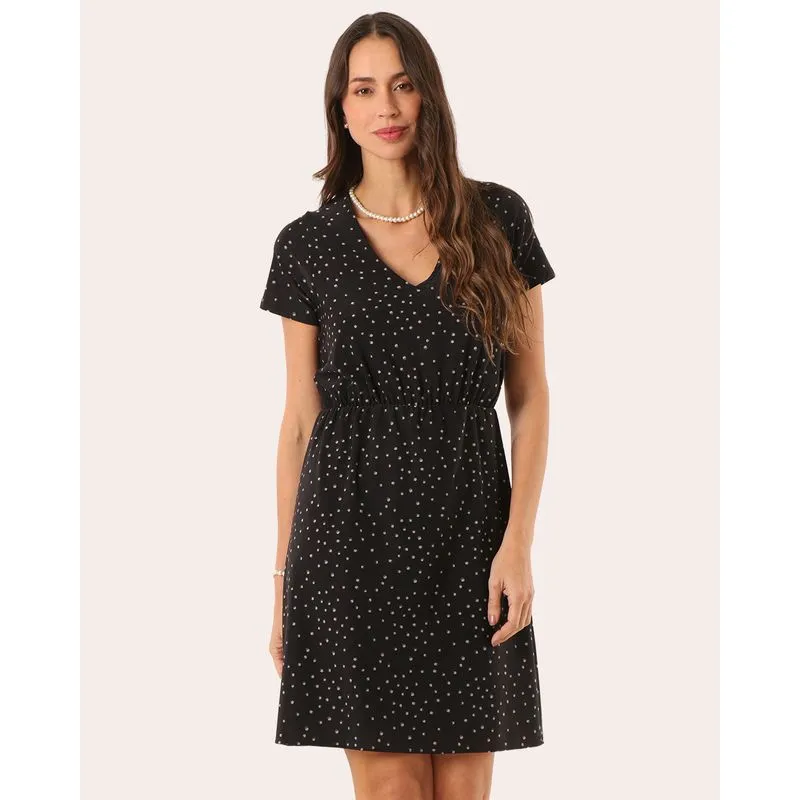 Vestido Feminino Liganete Estampado Preto GG