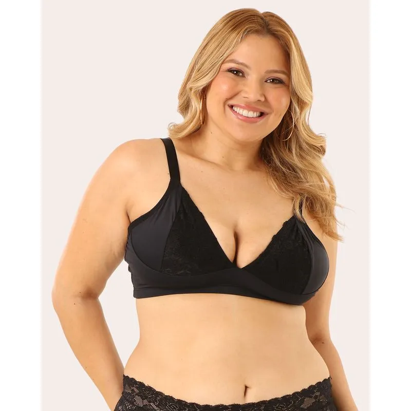 Sutiã Plus Size Feminino Poliamida Com Renda Preto 56