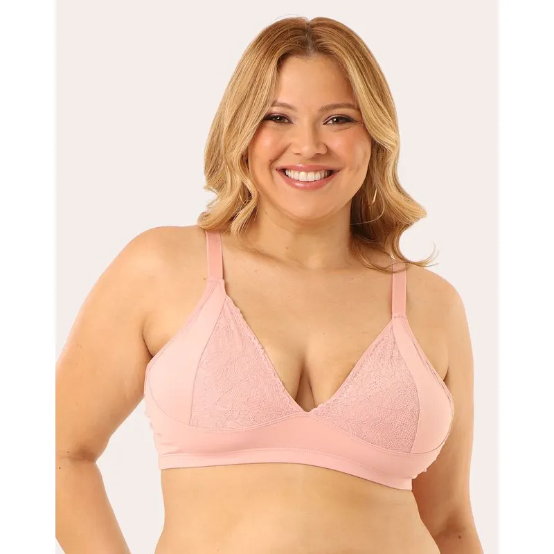 Sutiã Plus Size Feminino Poliamida Com Renda Rosa 52
