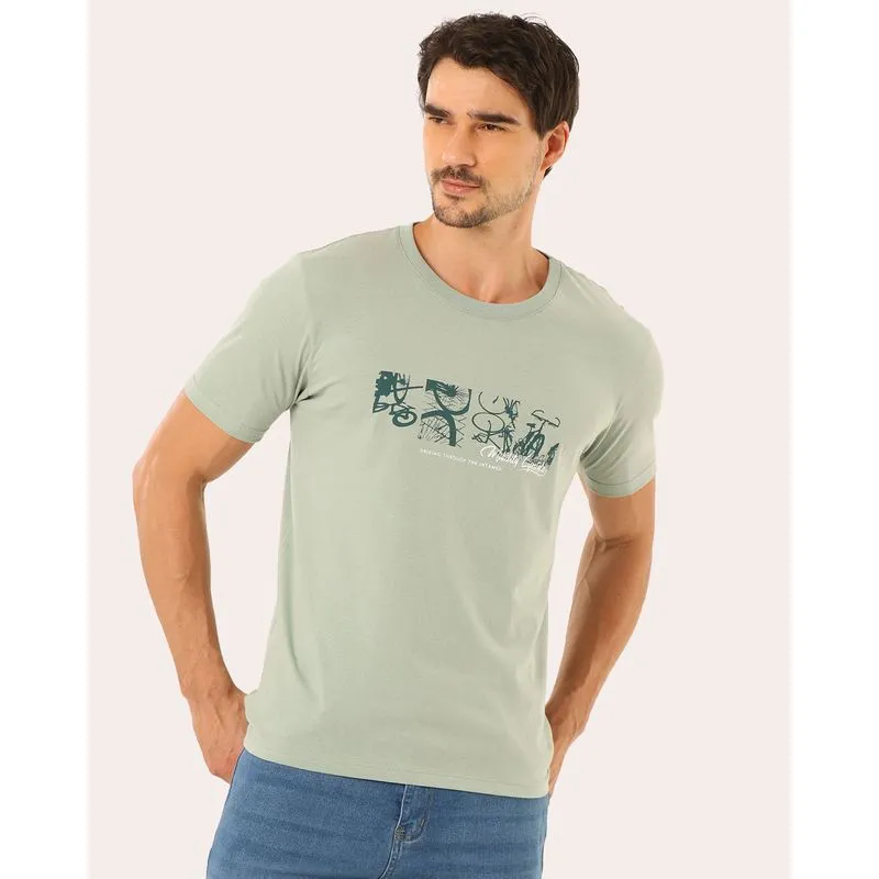 Camiseta Masculina Algodão Manga Curta Verde G
