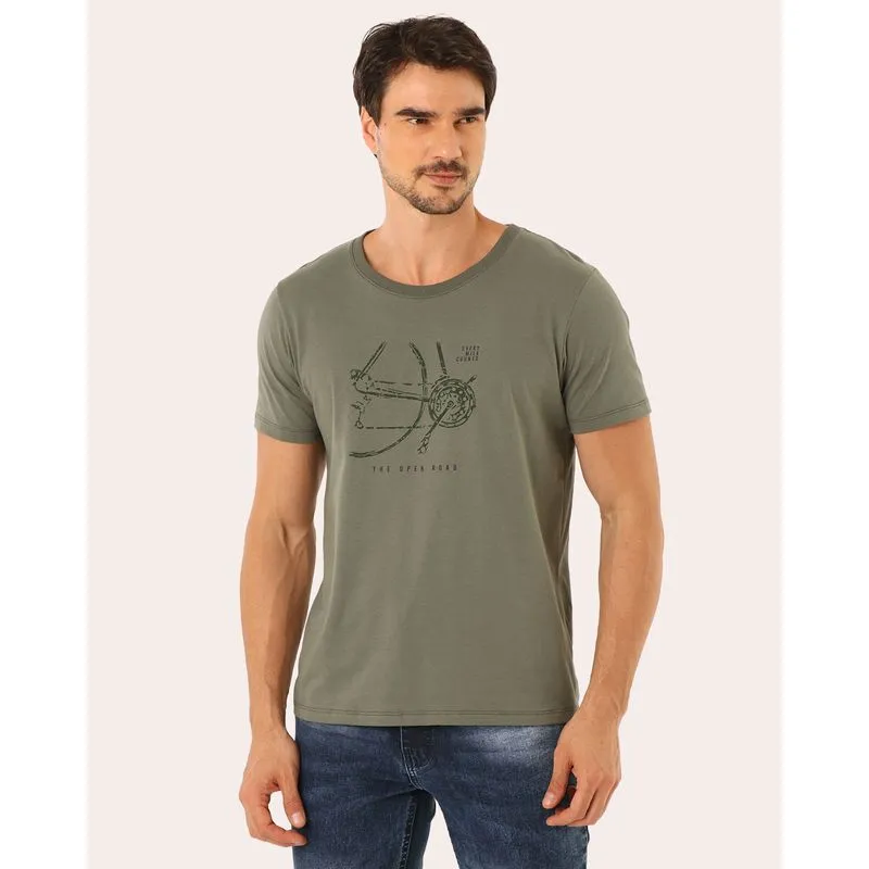 Camiseta Masculina Algodão Bike Manga Curta Verde PP