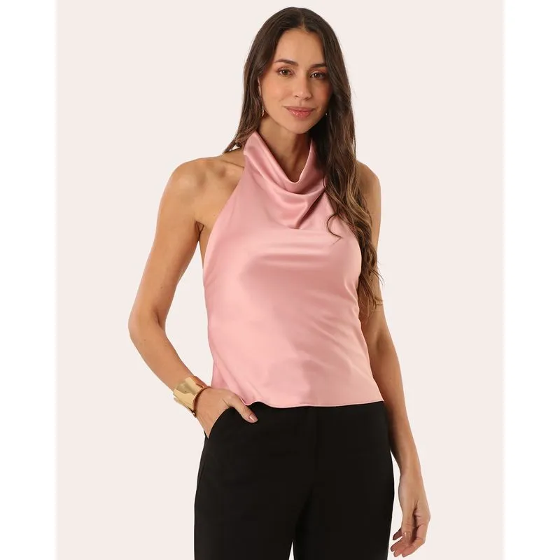 Blusa Feminina Frente Única Gola Degagê Rosa GG