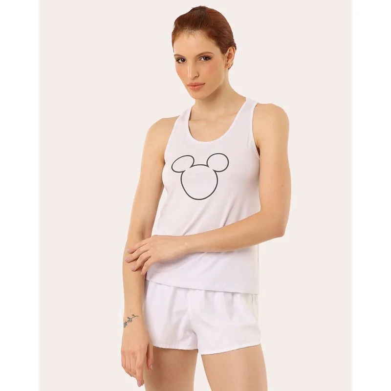 Regata Fitness Feminina Dry Fit Disney Mickey Branca G