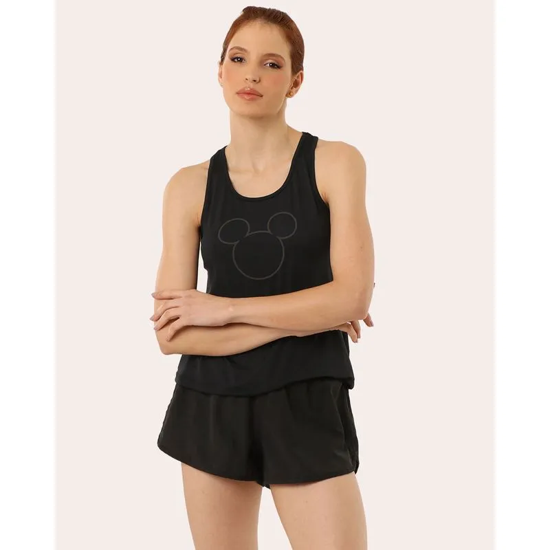 Regata Fitness Feminina Dry Fit Disney Mickey Preta M
