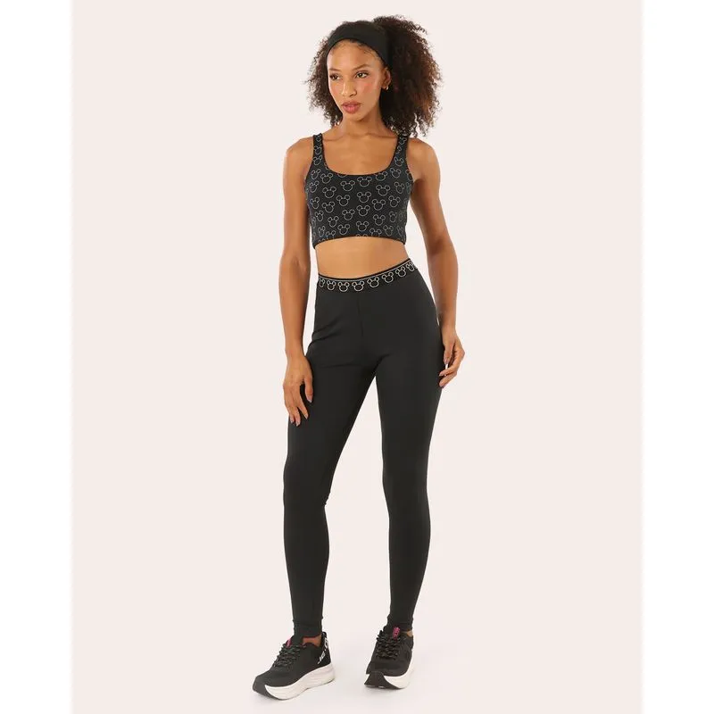 Calça Legging Fitness Feminina Suplex Disney Mickey Preta PP