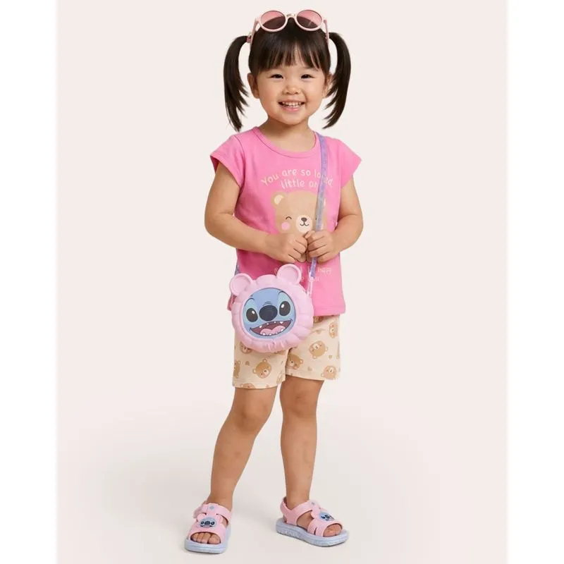 Conjunto Bebê Estampa Urso Manga Curta Rosa 3