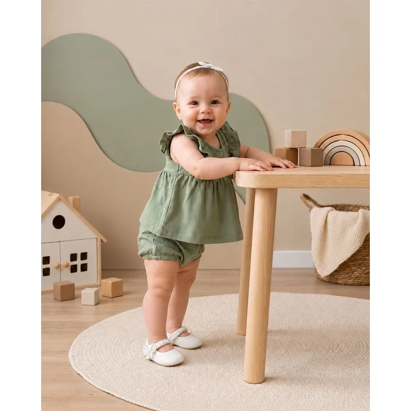 Conjunto Bebê com Laços Verde P