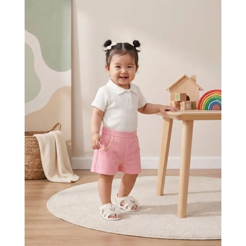 Short Bebê Texturizado com Bolsos Rosa P