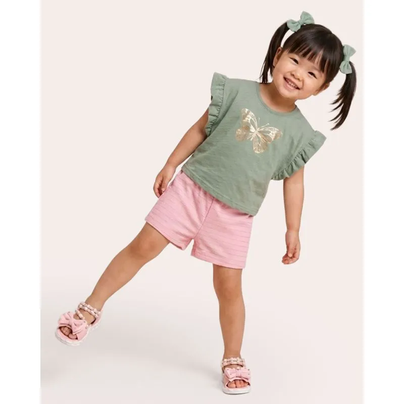 Conjunto Bebê Algodão Texturizado Borboleta Verde 4
