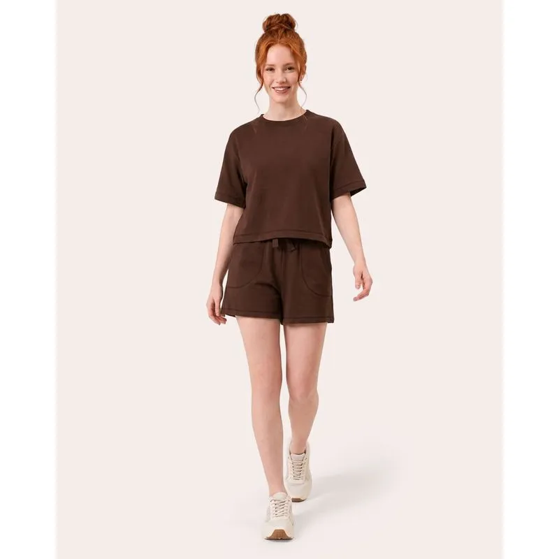 Short Fitness Feminino Moletinho Fitter Marrom GG