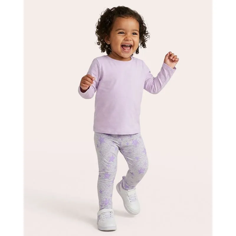 Calça Legging Bebê Estampa Estrela Cinza 1