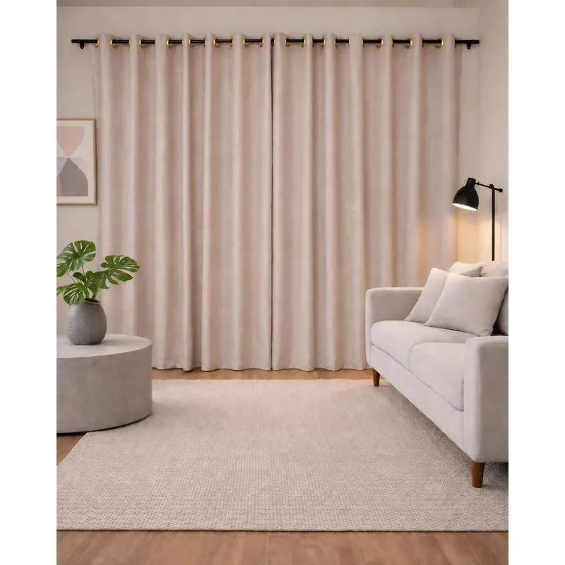 Cortina Rústica Veneza BecaDecor 360cm x 250cm Bege UN