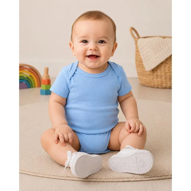Body Bebê Algodão Liso Manga Curta Azul M