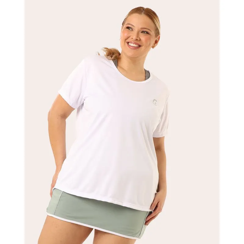 Camiseta Fitness Plus Size Feminina Fitter Branca G2