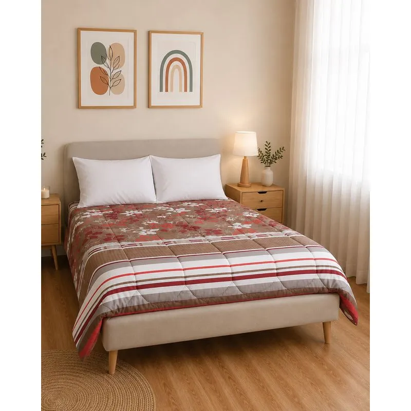 Coberdrom Dupla Face Casal Arte & Cazza Estampado Marrom UN