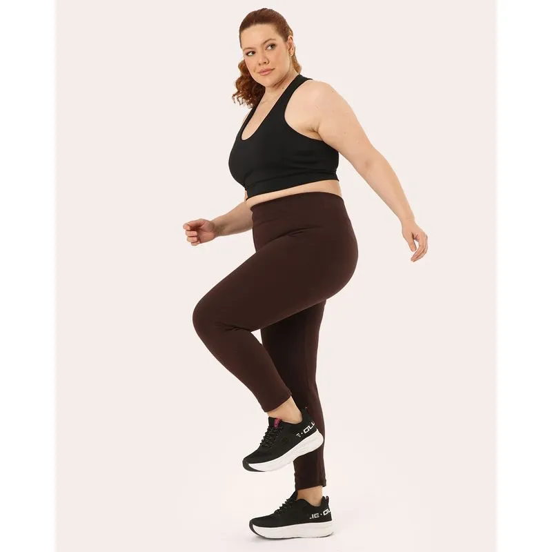 Calça Legging Fitness Plus Size Feminina Básica Marrom G1