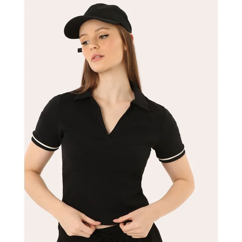 Blusa Polo Feminina Básica Canelada Preta M