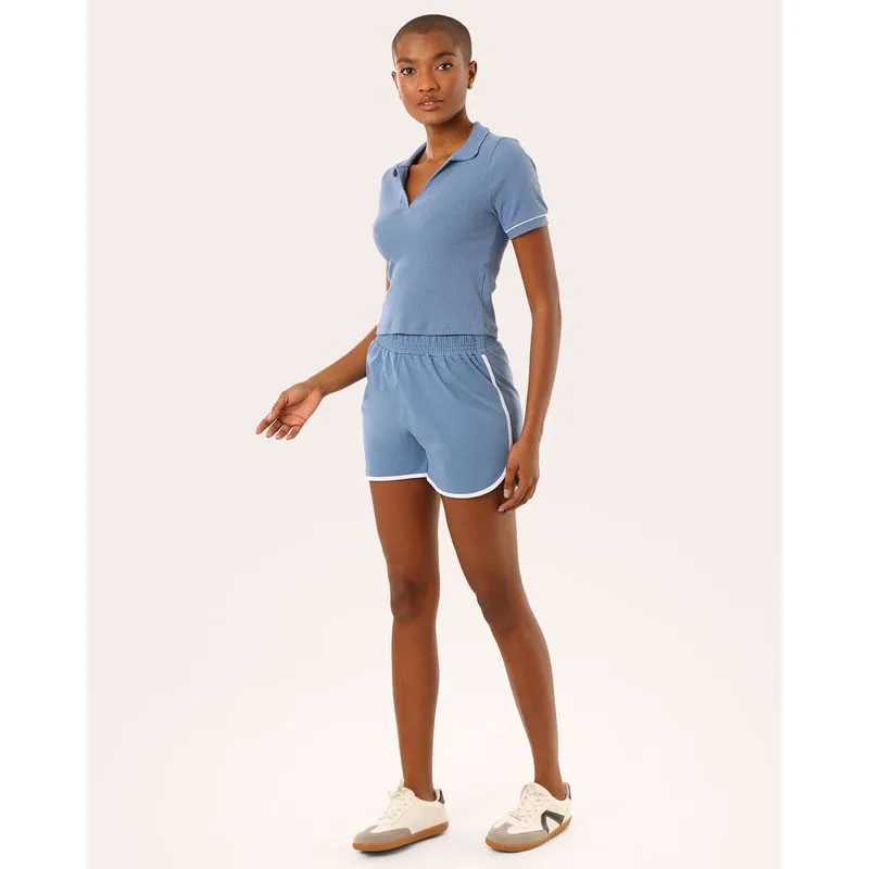Short Feminino Básico Viés Contrastante Azul G