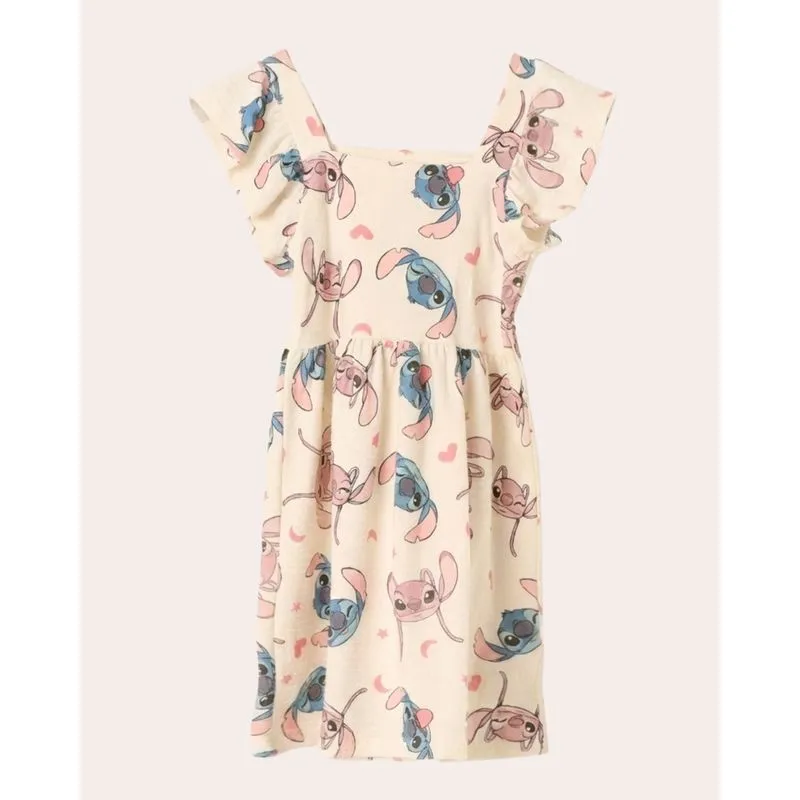 Vestido Infantil Disney Stitch e Angel Off White 8