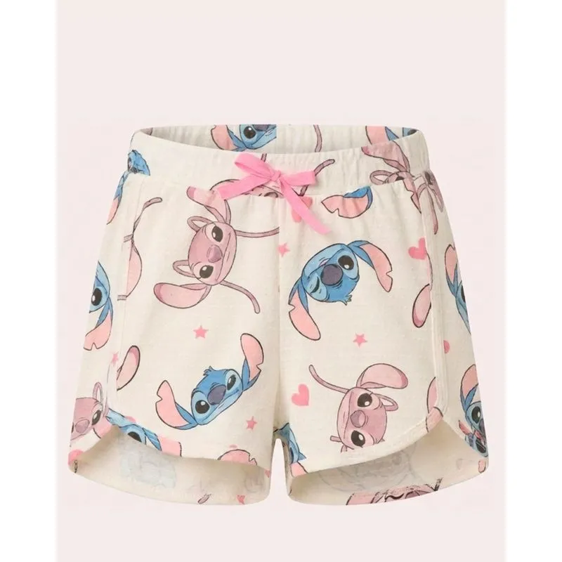 Short Infantil Estampado Disney Stitch e Angel Off White 6