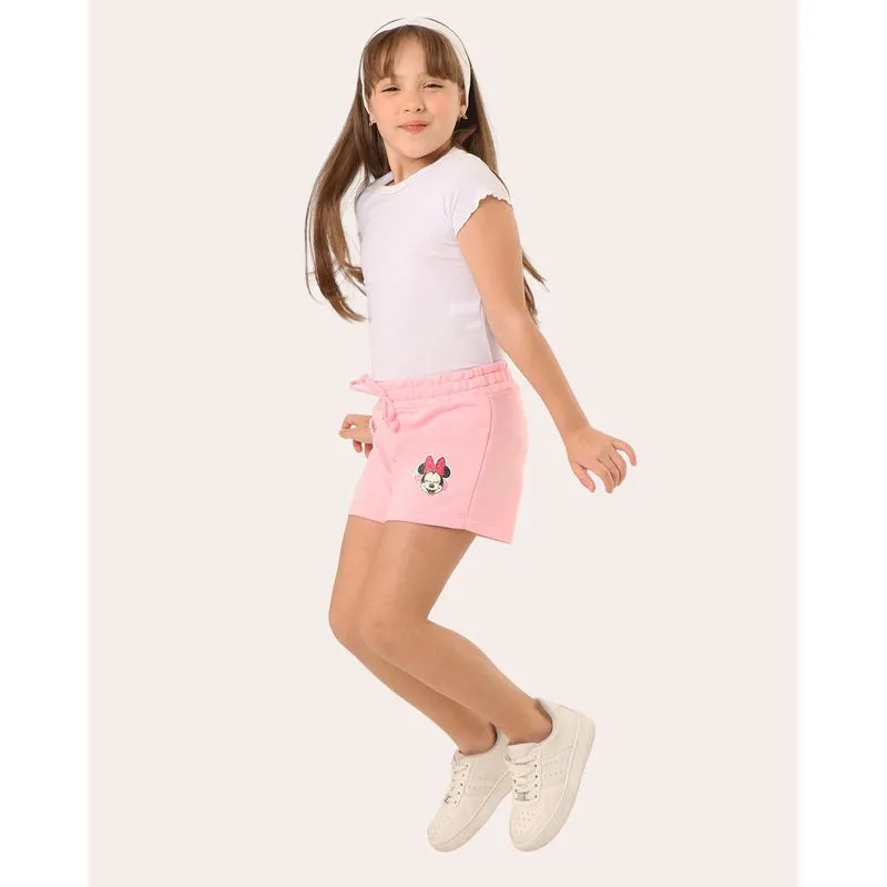 Short Infantil Moletinho Disney Minnie Glitter Rosa 4