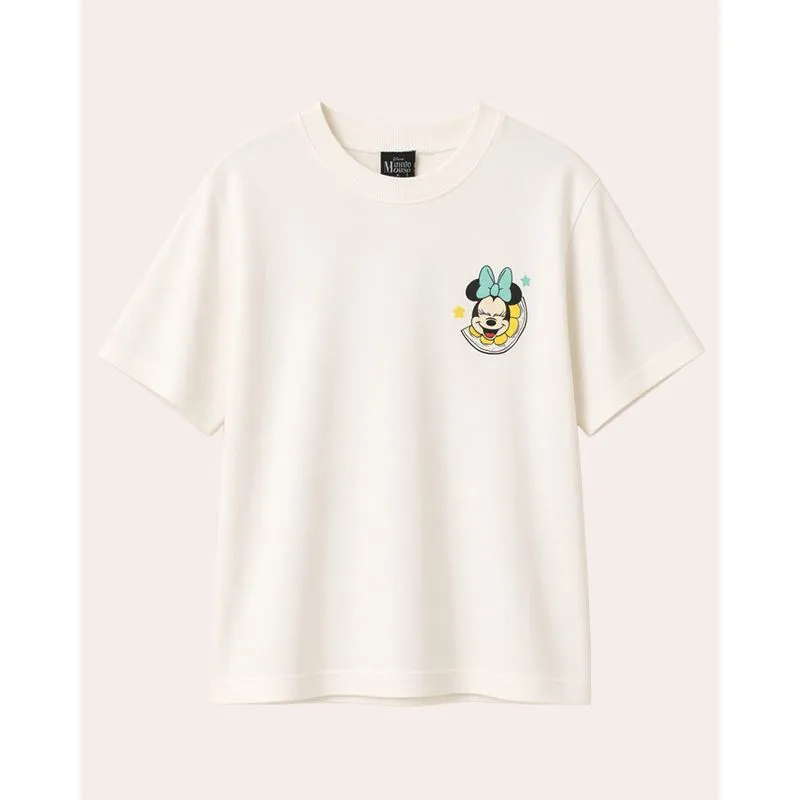 Camiseta Infantil Oversized Minnie Manga Curta Off White 10