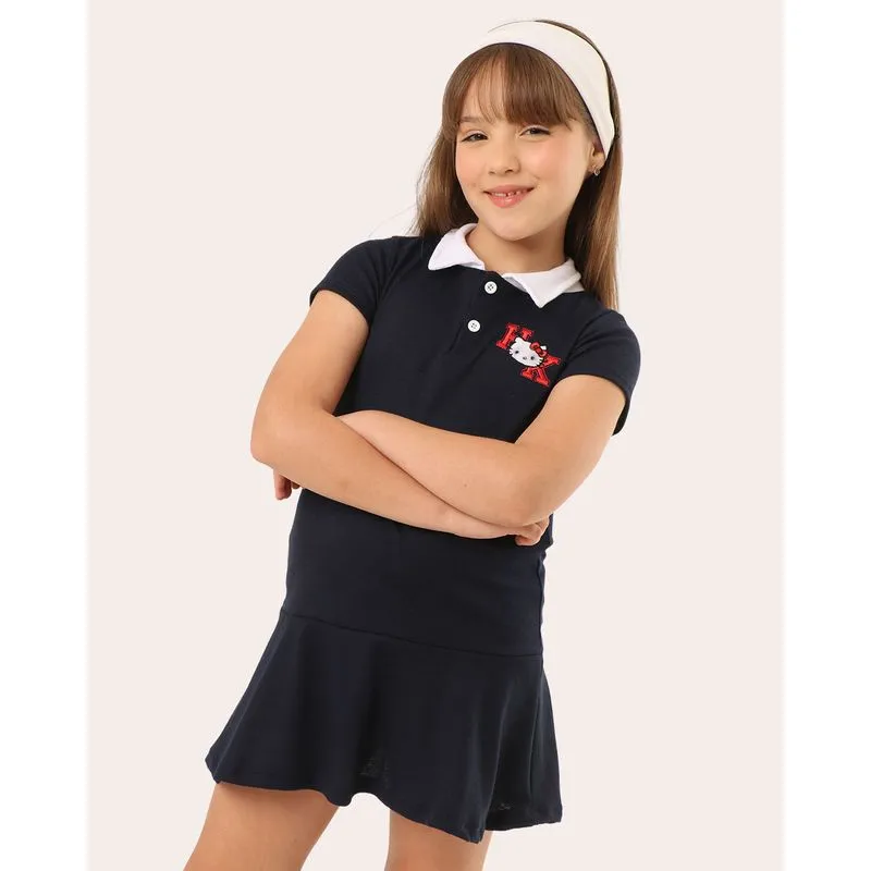 Vestido Infantil Polo Curto Hello Kitty Marinho 12