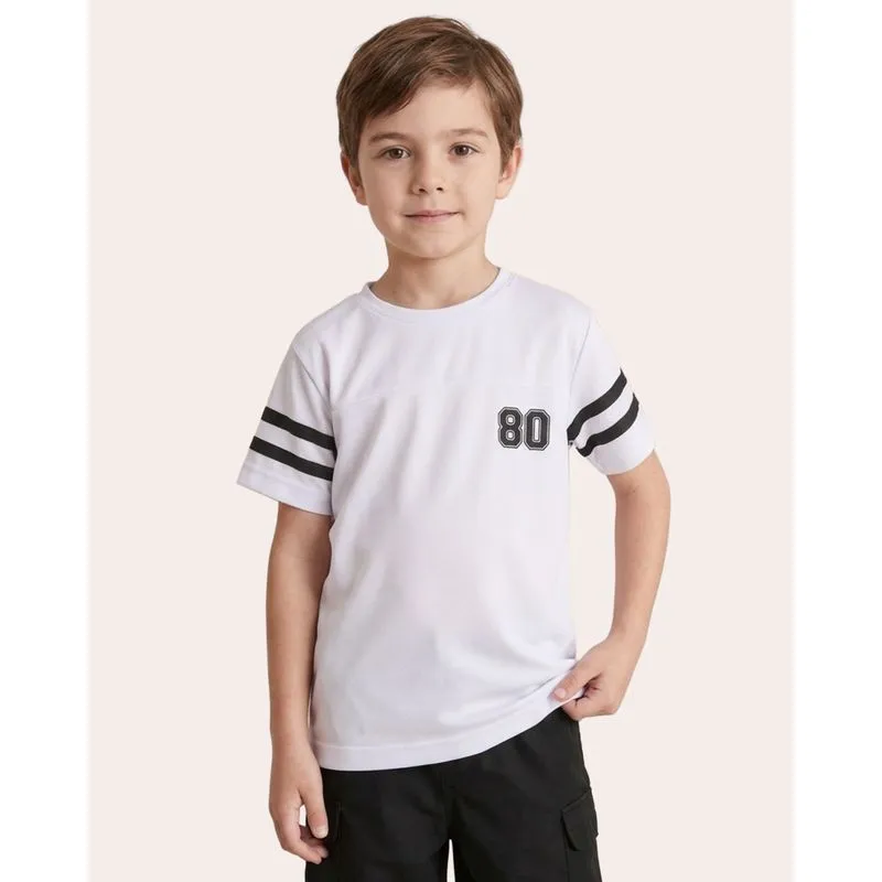 Camiseta Infantil Esportiva Dry Fit Manga Curta Branca 8