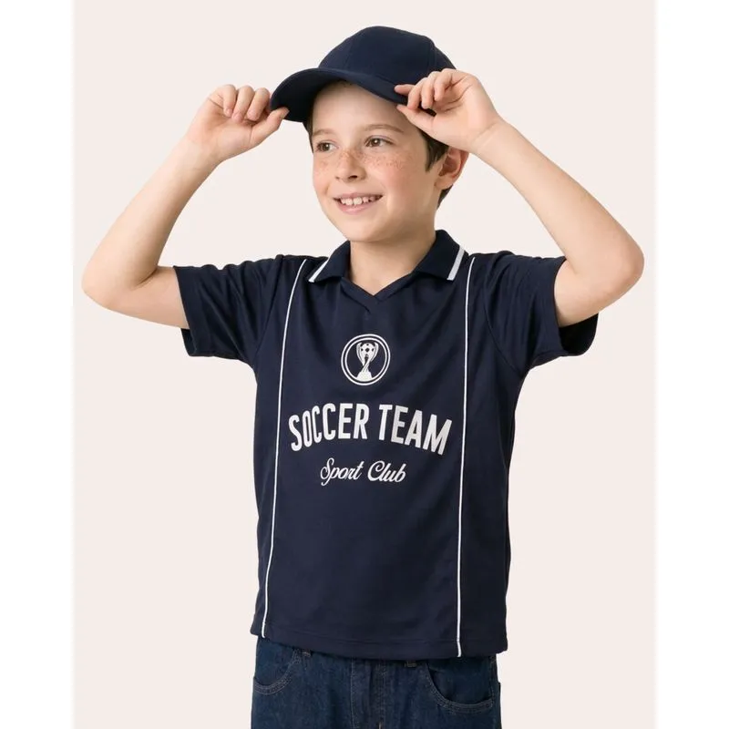 Camisa Polo Infantil Esportiva DryFit Soccer Team Marinho 4