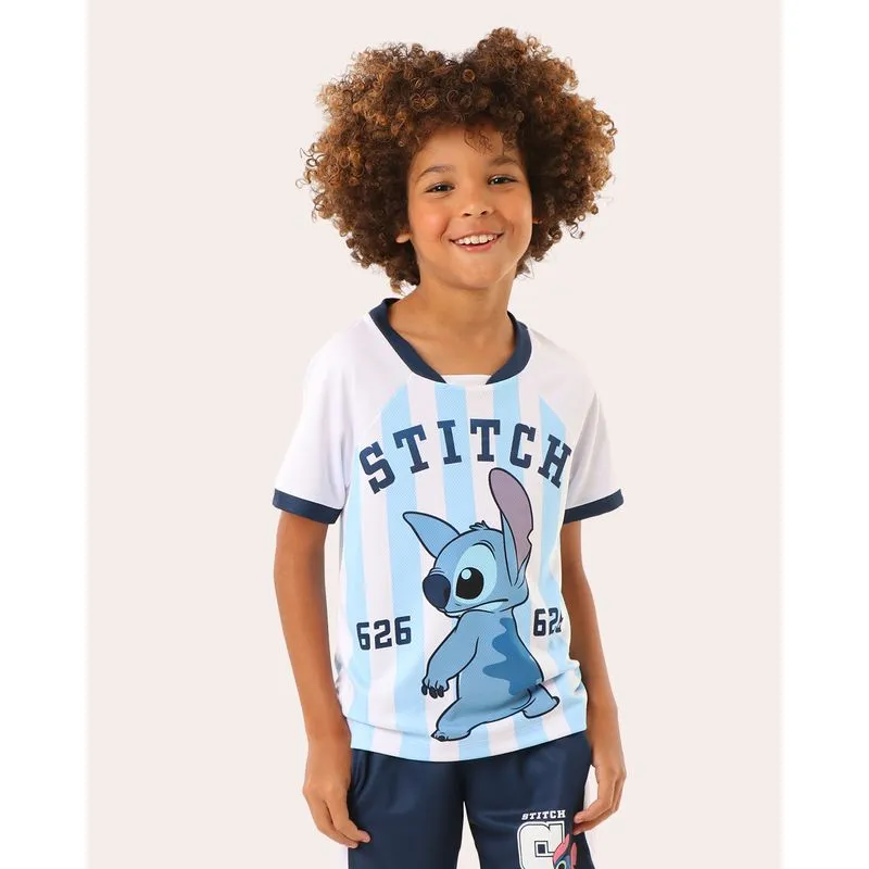 Camiseta Infantil Dry Fit Disney Stitch Listrada Branca 4