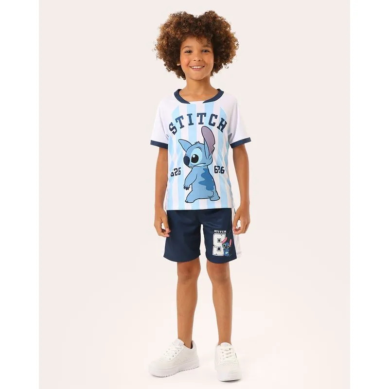 Bermuda Infantil Dry Fit Disney Stitch Bolsos Marinho 8