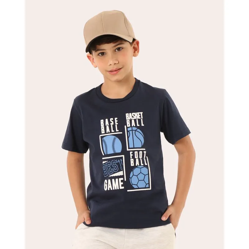 Camiseta Infantil Algodão Esportiva Manga Curta Marinho 12